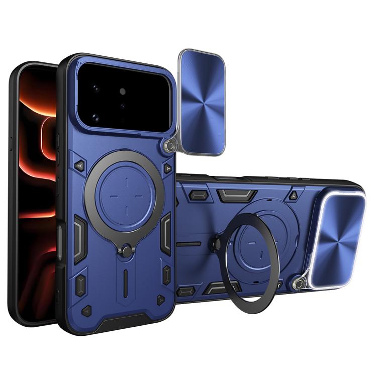 CD Texture Sliding Camshield Magnetic Holder Phone Case — Purple