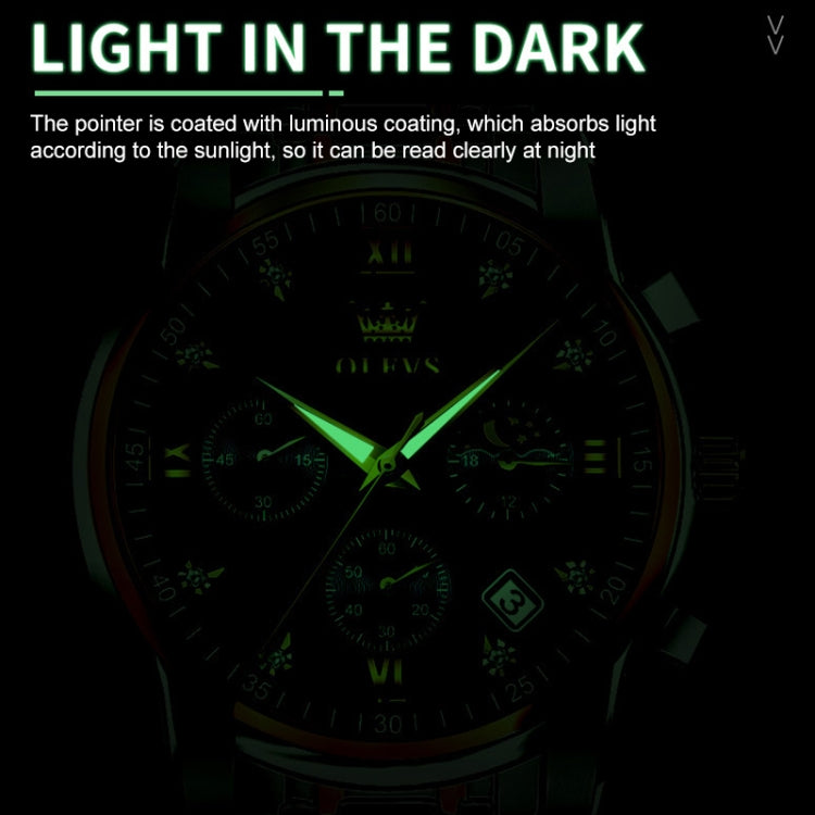 OLEVS 2858 Men Multifunctional Business Waterproof Quartz Watch