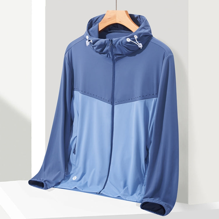 UPF40+ Men and Women Summer High Elasticity Ice Silk Sunscreen Clothing Sports Coat — Grey-Male