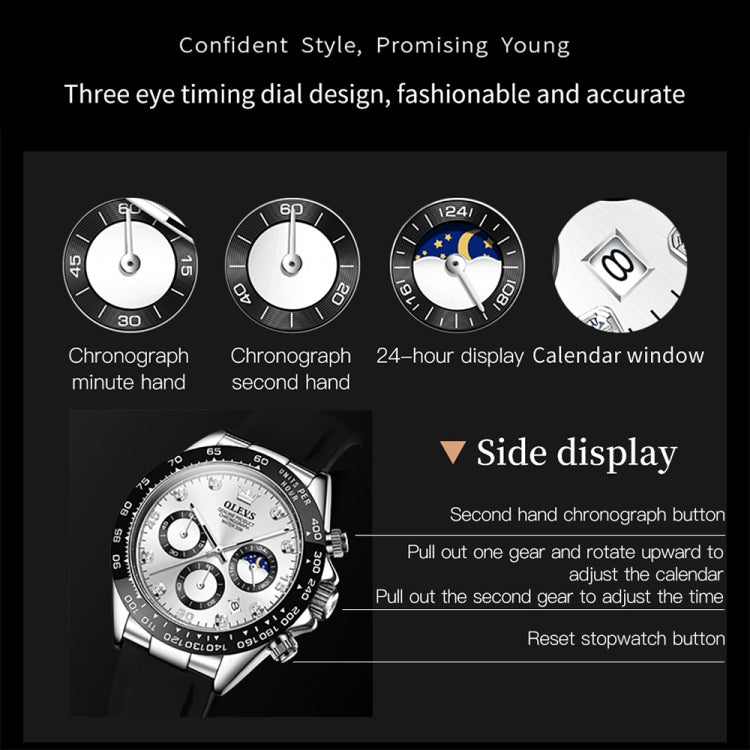 OLEVS 2875 Men Multifunctional Sports Chronograph Waterproof Quartz Watch