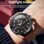 OLEVS 9957 Men Luminous Waterproof Leather Strap Quartz Watch — view 6
