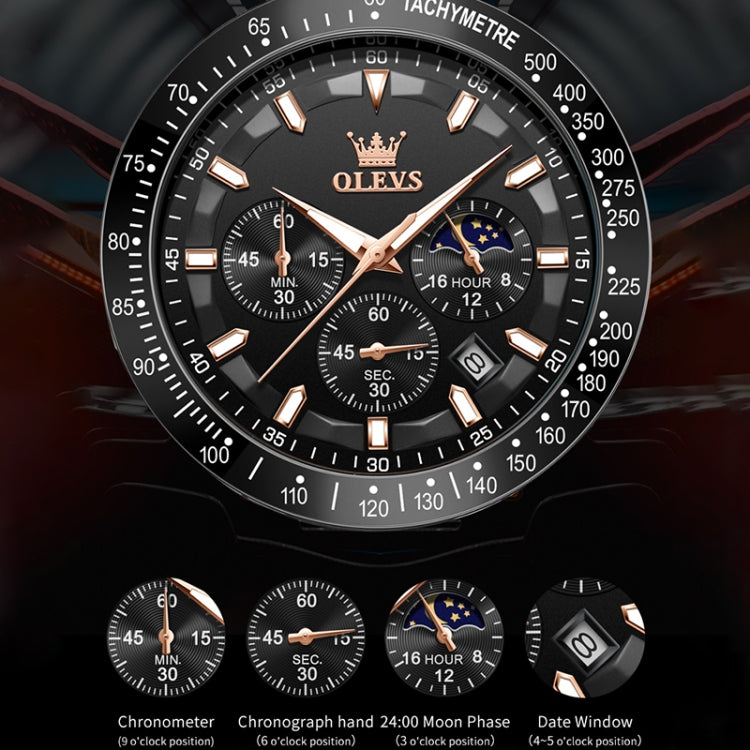 OLEVS 9957 Men Luminous Waterproof Leather Strap Quartz Watch — view 7