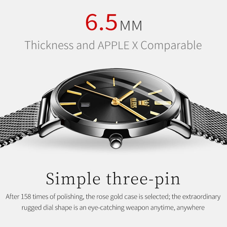 OLEVS 5869 Ladies Business Waterproof Steel Strap Quartz Watch