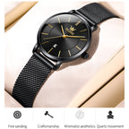 OLEVS 5869 Ladies Business Waterproof Steel Strap Quartz Watch