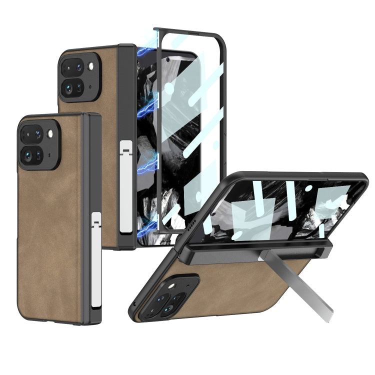 GKK Integrated Frosted Fold Hinge Leather Phone Case with Holder