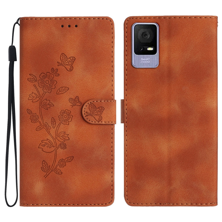 Flower Butterfly Embossing Pattern Leather Phone Case — Black