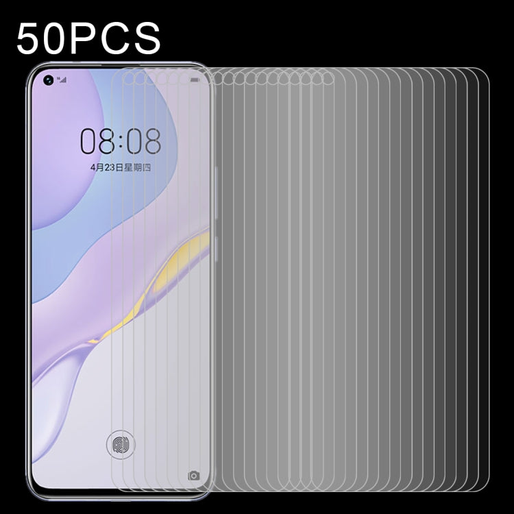 50 PCS Half-screen Transparent Tempered Glass Film — For Huawei Honor 30 (50 PCS)