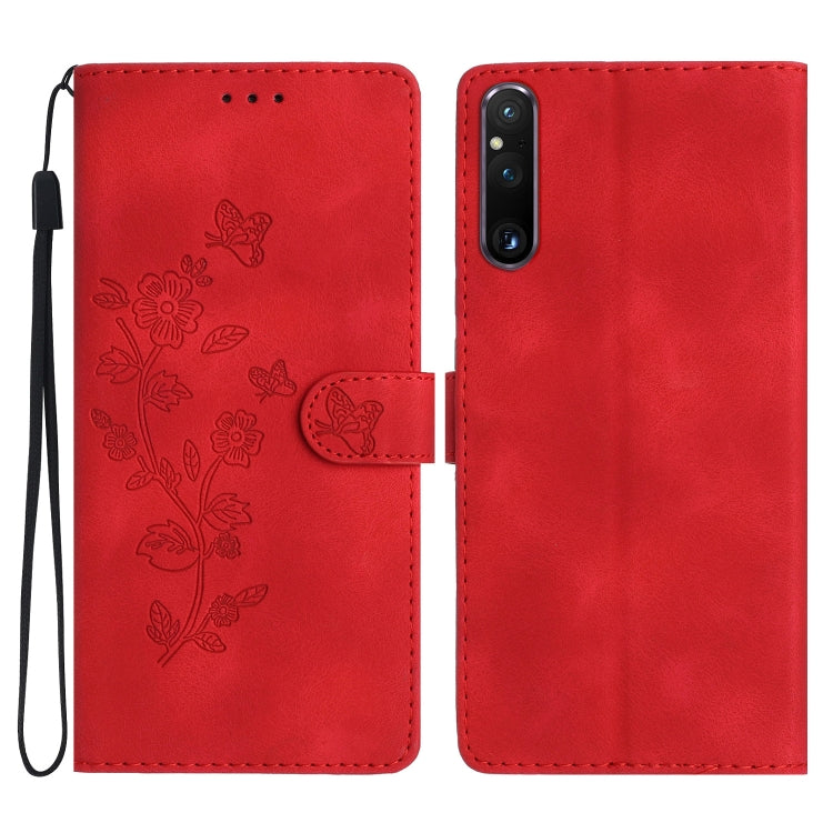 Flower Butterfly Embossing Pattern Leather Phone Case