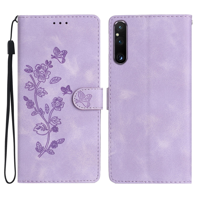 Flower Butterfly Embossing Pattern Leather Phone Case