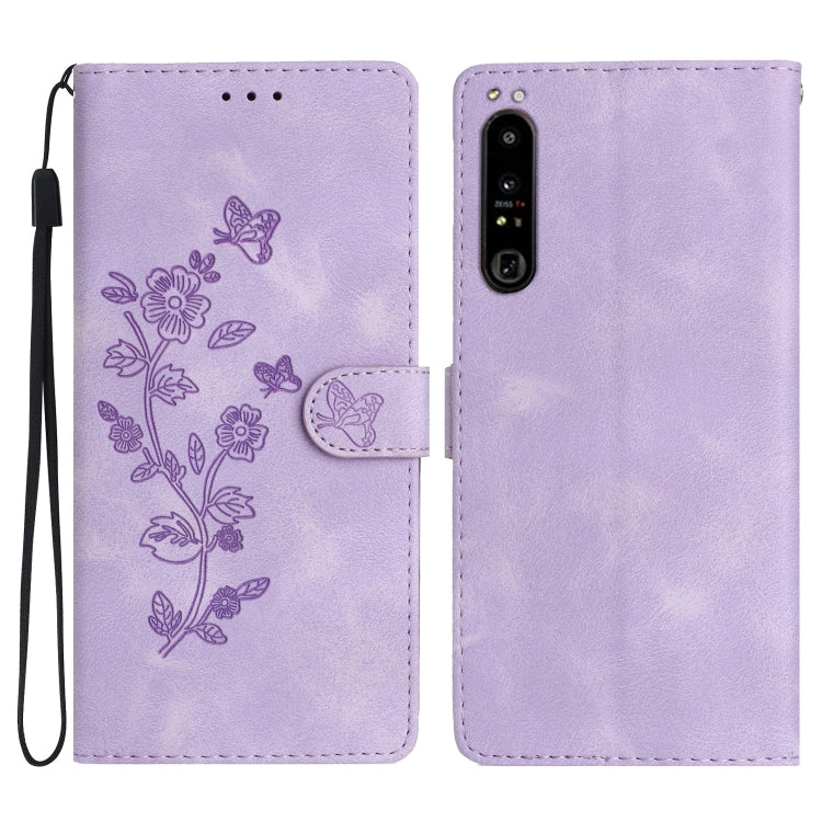 Flower Butterfly Embossing Pattern Leather Phone Case