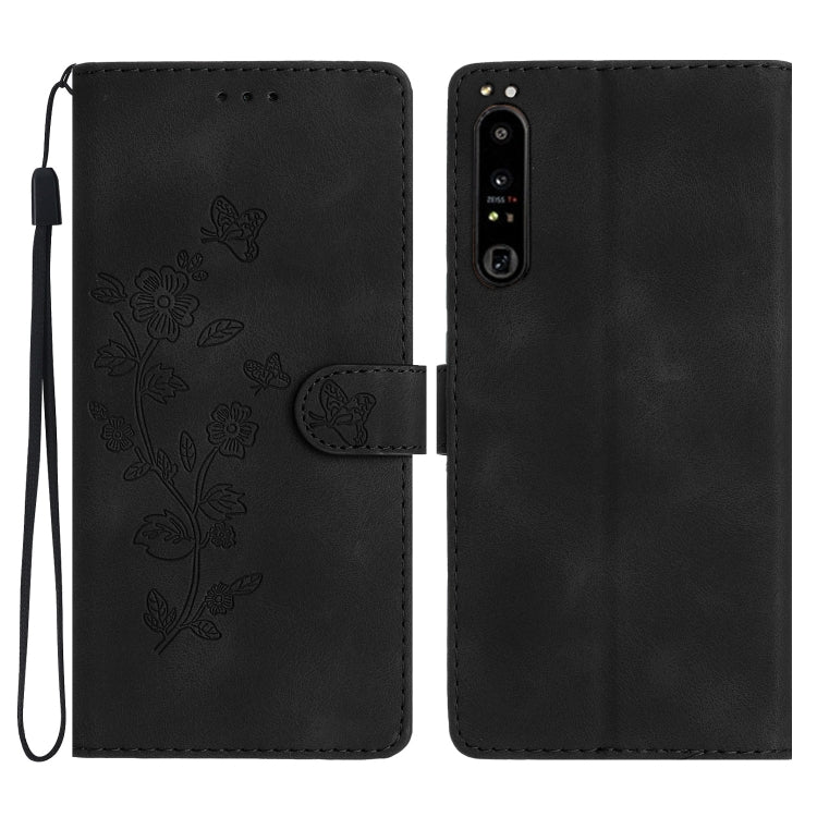 Flower Butterfly Embossing Pattern Leather Phone Case