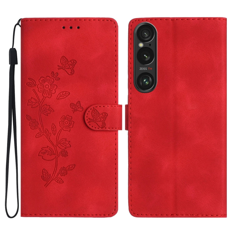 Flower Butterfly Embossing Pattern Leather Phone Case