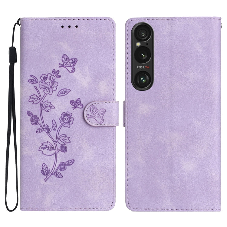 Flower Butterfly Embossing Pattern Leather Phone Case