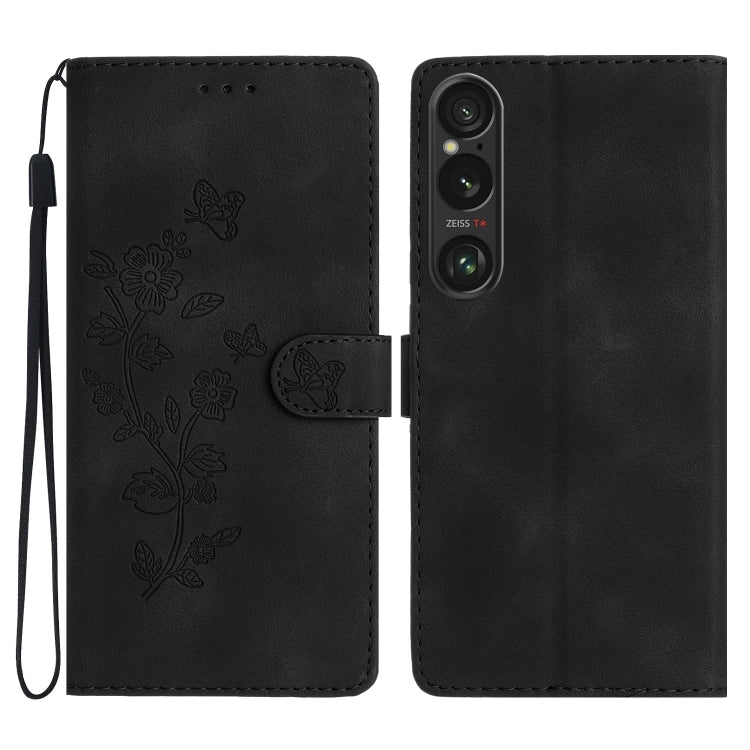 Flower Butterfly Embossing Pattern Leather Phone Case