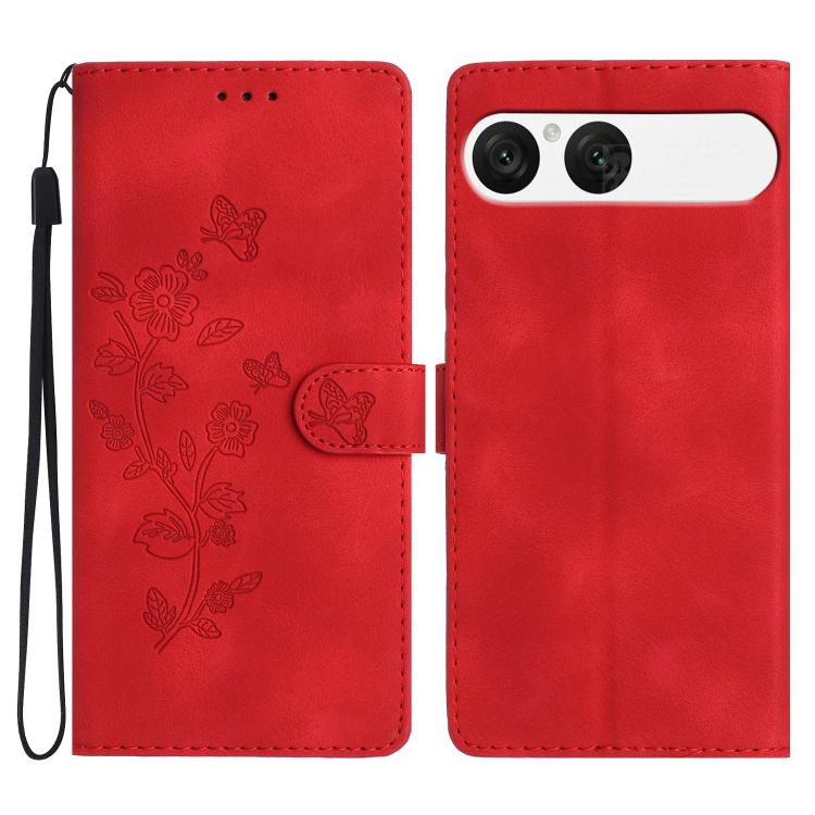 Flower Butterfly Embossing Pattern Leather Phone Case