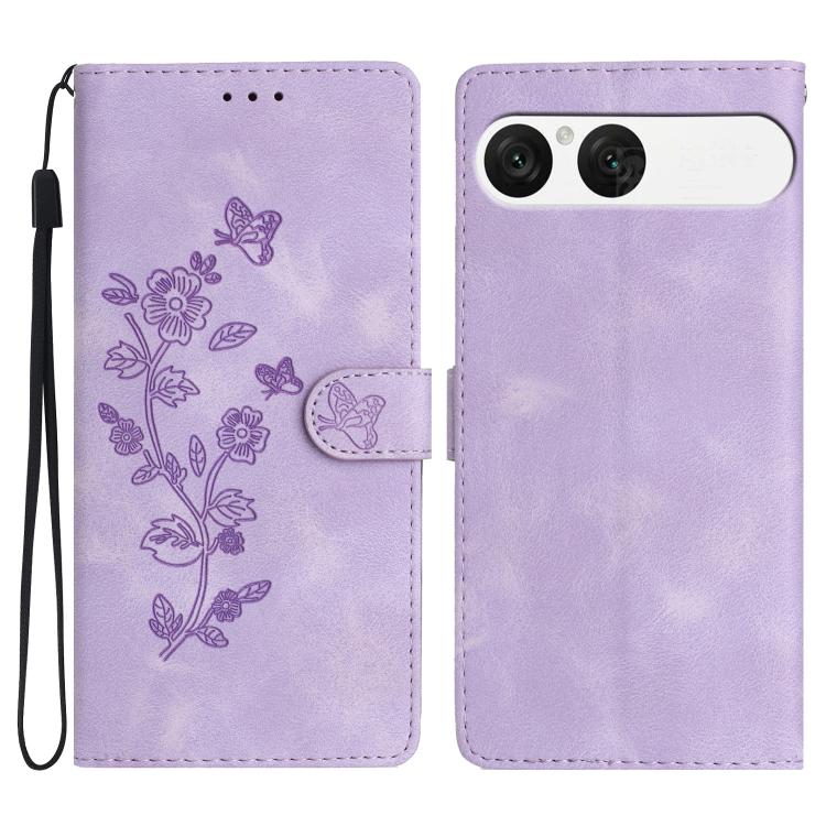 Flower Butterfly Embossing Pattern Leather Phone Case
