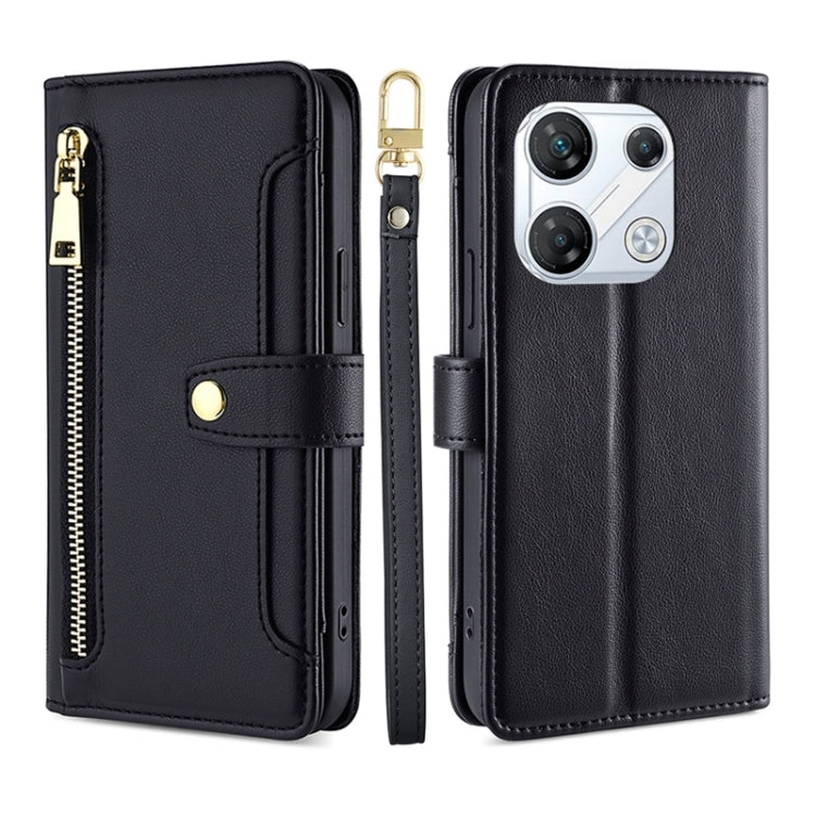 Sheep Texture Cross-body Zipper Wallet Leather Phone Case