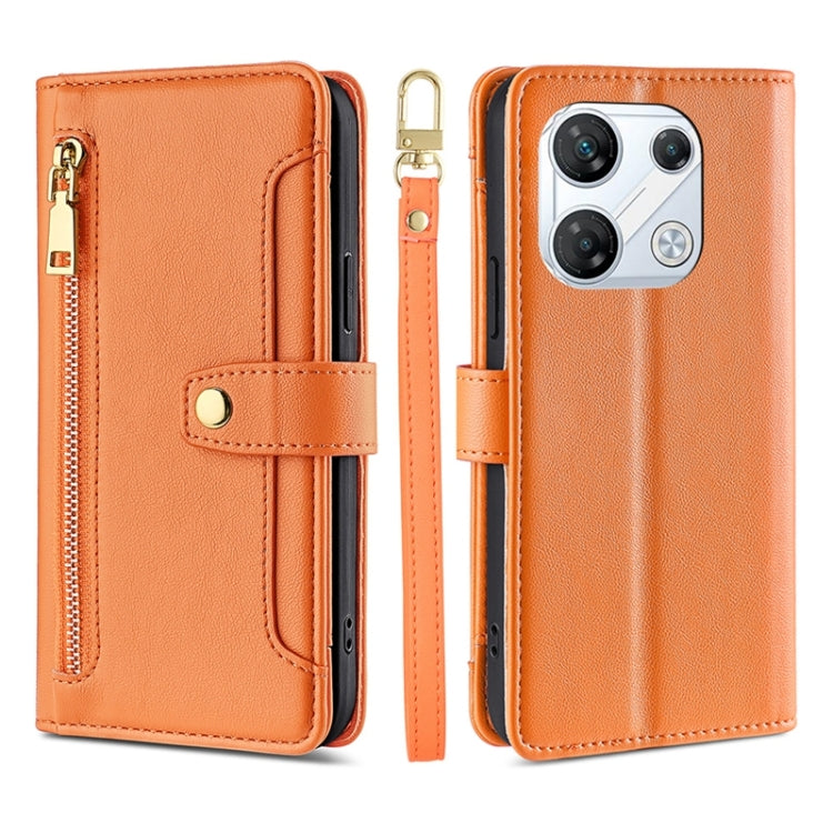 Sheep Texture Cross-body Zipper Wallet Leather Phone Case — Purple