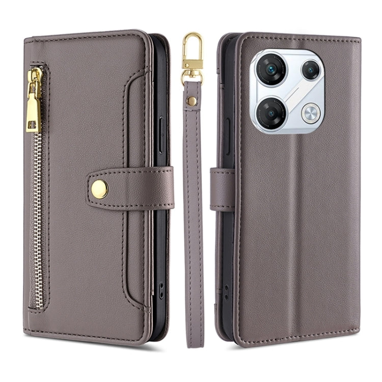 Sheep Texture Cross-body Zipper Wallet Leather Phone Case — view 10