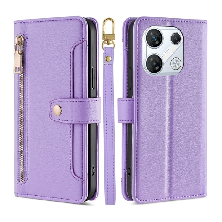 Sheep Texture Cross-body Zipper Wallet Leather Phone Case — view 12