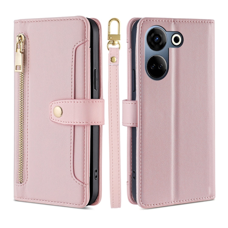 Sheep Texture Cross-body Zipper Wallet Leather Phone Case