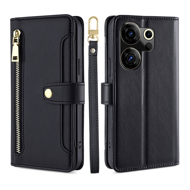 Sheep Texture Cross-body Zipper Wallet Leather Phone Case