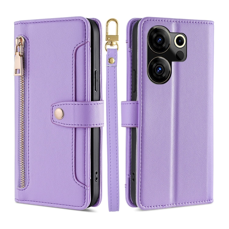 Sheep Texture Cross-body Zipper Wallet Leather Phone Case