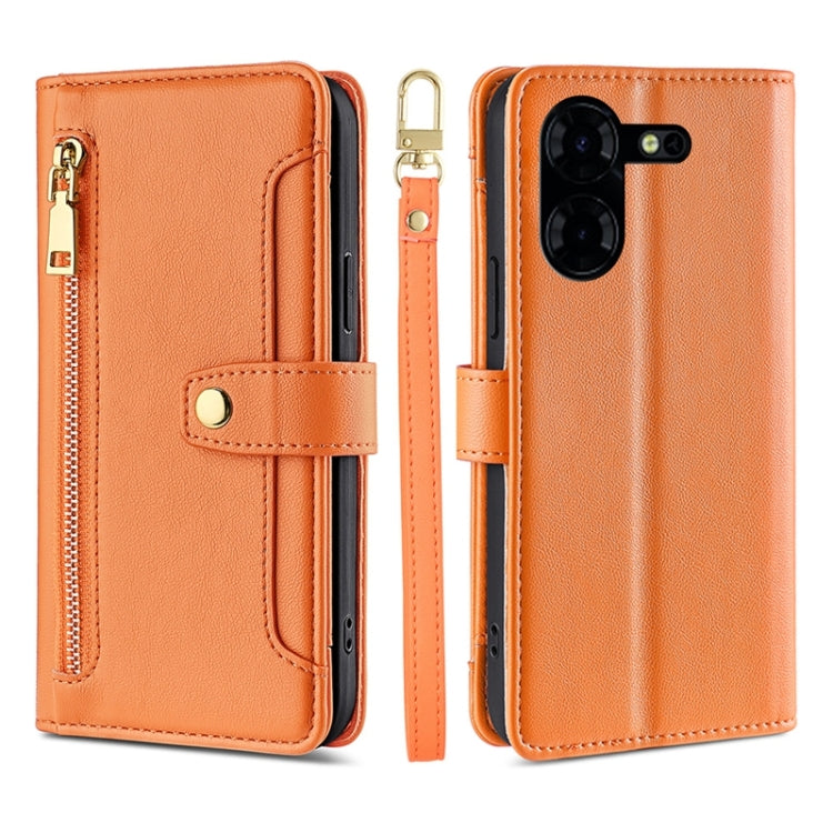 Sheep Texture Cross-body Zipper Wallet Leather Phone Case
