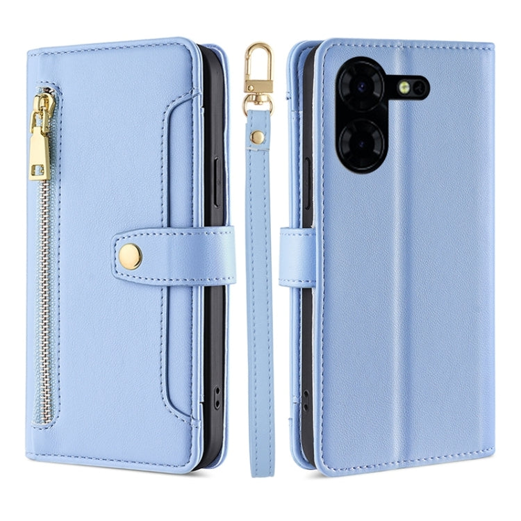 Sheep Texture Cross-body Zipper Wallet Leather Phone Case