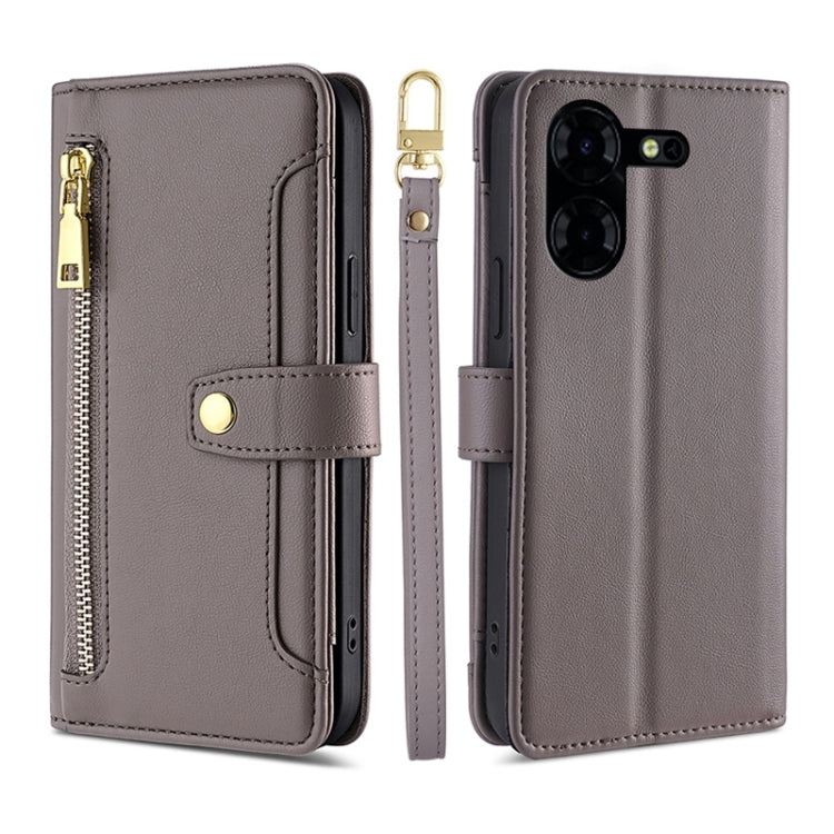 Sheep Texture Cross-body Zipper Wallet Leather Phone Case