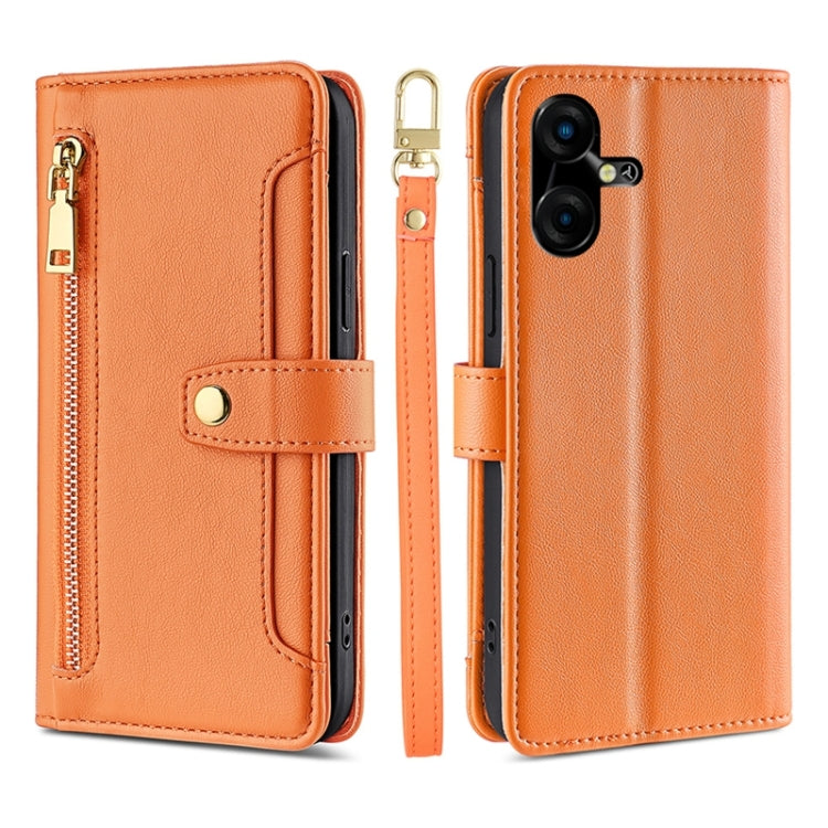 Sheep Texture Cross-body Zipper Wallet Leather Phone Case