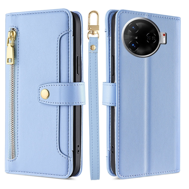 Sheep Texture Cross-body Zipper Wallet Leather Phone Case