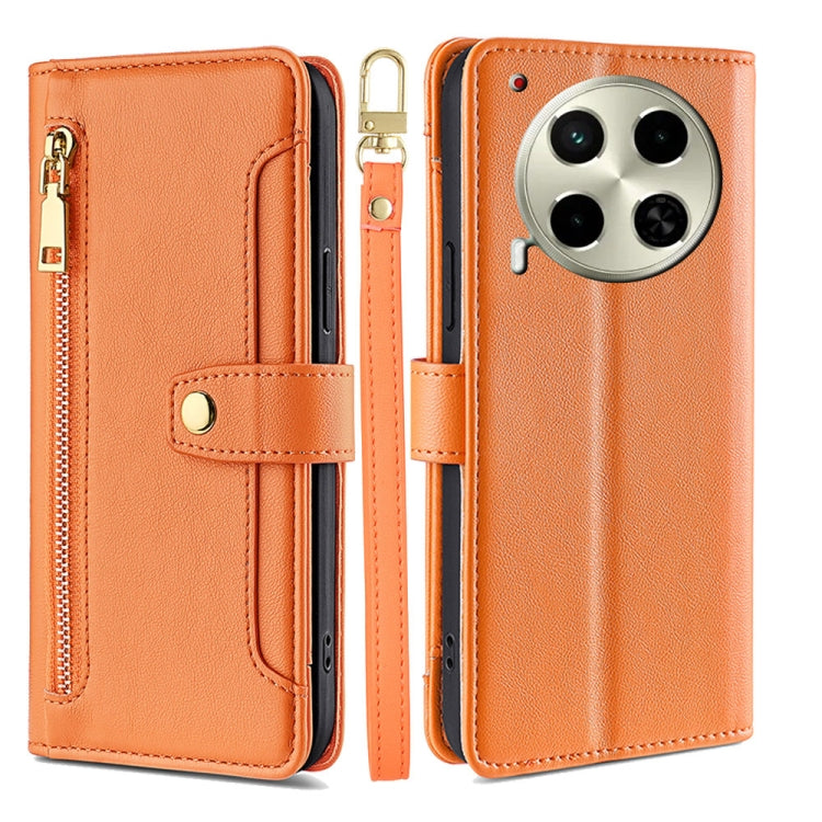 Sheep Texture Cross-body Zipper Wallet Leather Phone Case