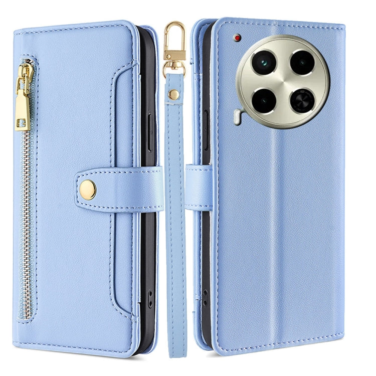Sheep Texture Cross-body Zipper Wallet Leather Phone Case