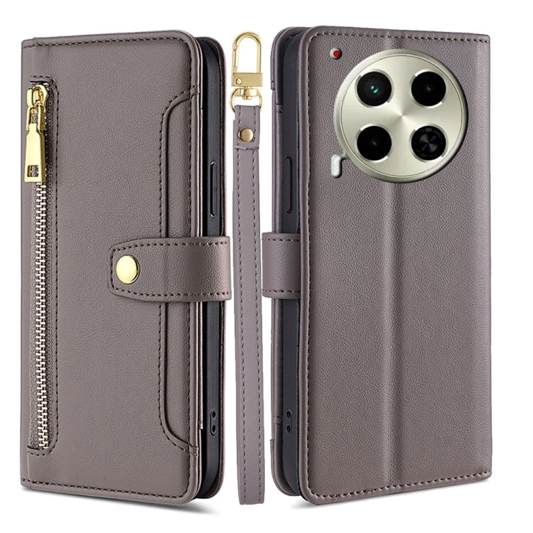 Sheep Texture Cross-body Zipper Wallet Leather Phone Case