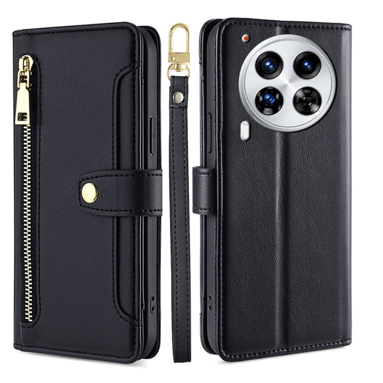Sheep Texture Cross-body Zipper Wallet Leather Phone Case
