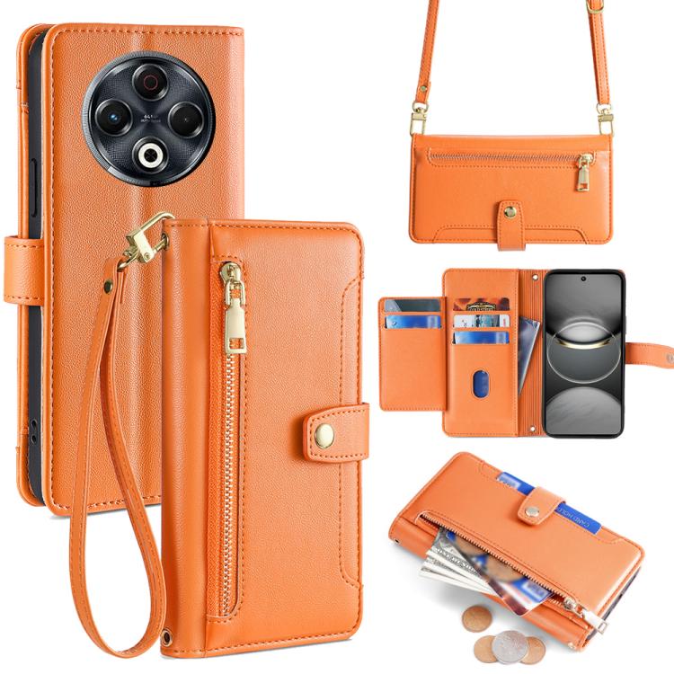 Sheep Texture Cross-body Zipper Wallet Leather Phone Case