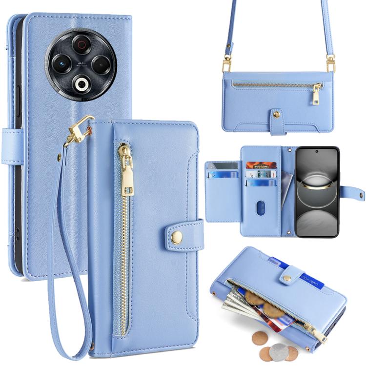 Sheep Texture Cross-body Zipper Wallet Leather Phone Case