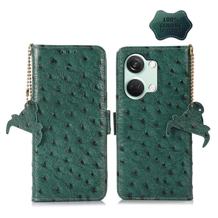 Ostrich Pattern Genuine Leather RFID Phone Case