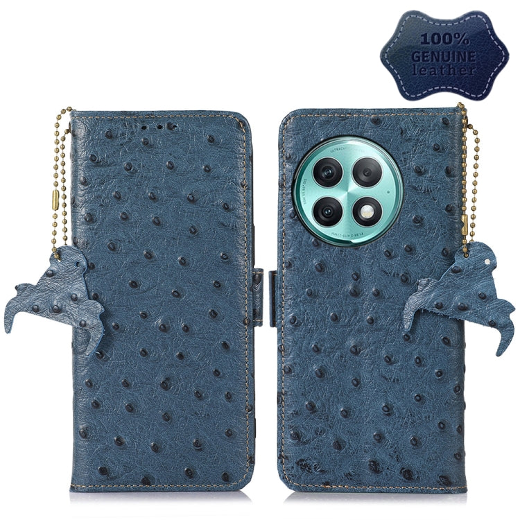 Ostrich Pattern Genuine Leather RFID Phone Case