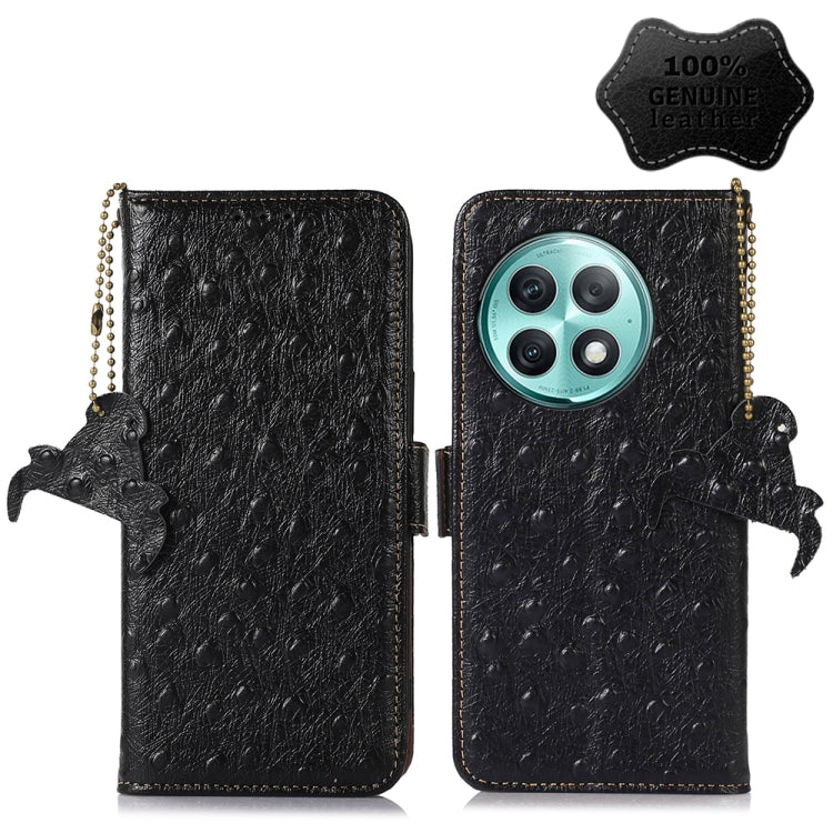 Ostrich Pattern Genuine Leather RFID Phone Case