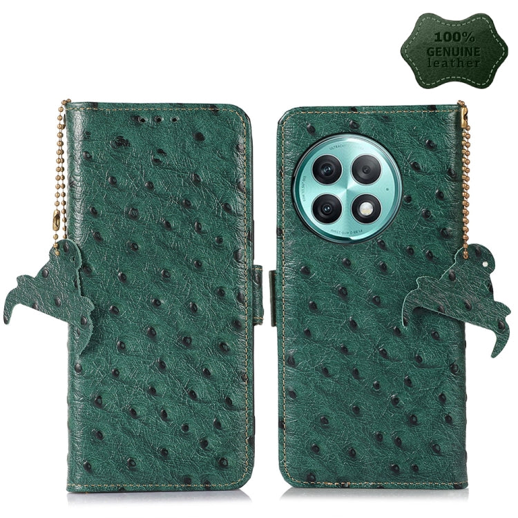 Ostrich Pattern Genuine Leather RFID Phone Case