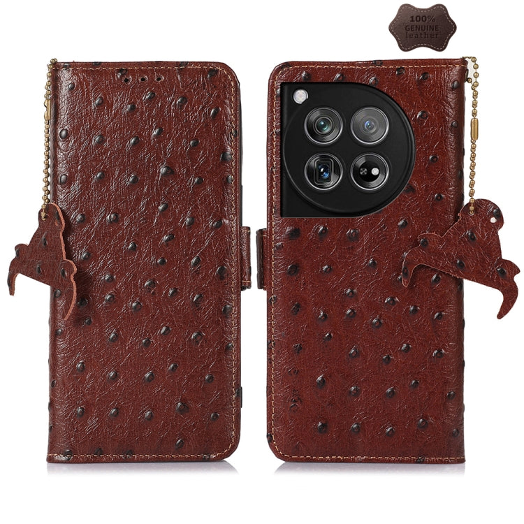 Ostrich Pattern Genuine Leather RFID Phone Case