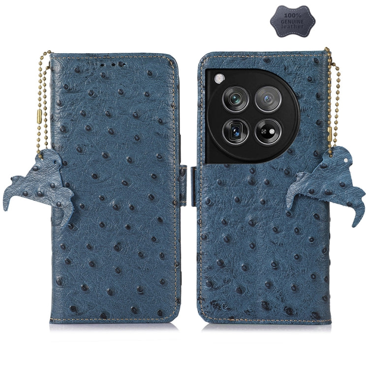 Ostrich Pattern Genuine Leather RFID Phone Case
