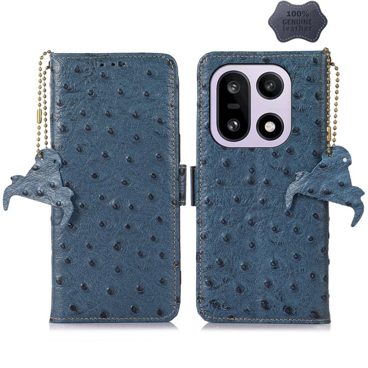 Ostrich Pattern Genuine Leather RFID Phone Case