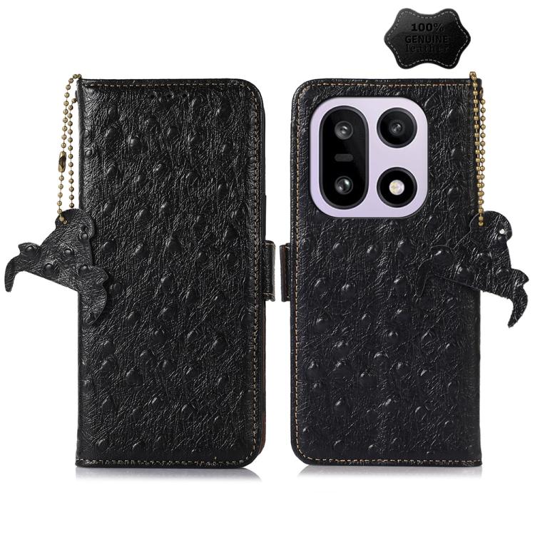 Ostrich Pattern Genuine Leather RFID Phone Case