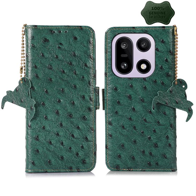 Ostrich Pattern Genuine Leather RFID Phone Case