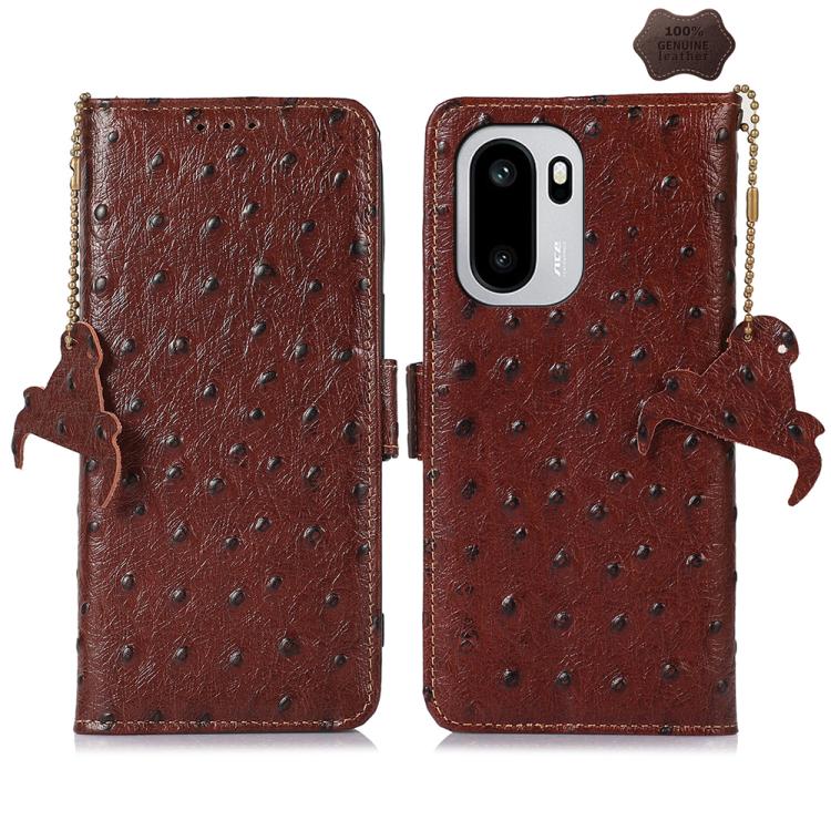 Ostrich Pattern Genuine Leather RFID Phone Case