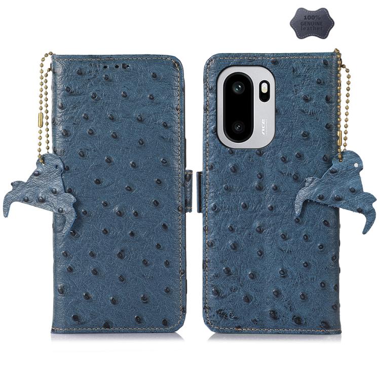 Ostrich Pattern Genuine Leather RFID Phone Case