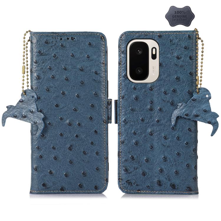 Ostrich Pattern Genuine Leather RFID Phone Case